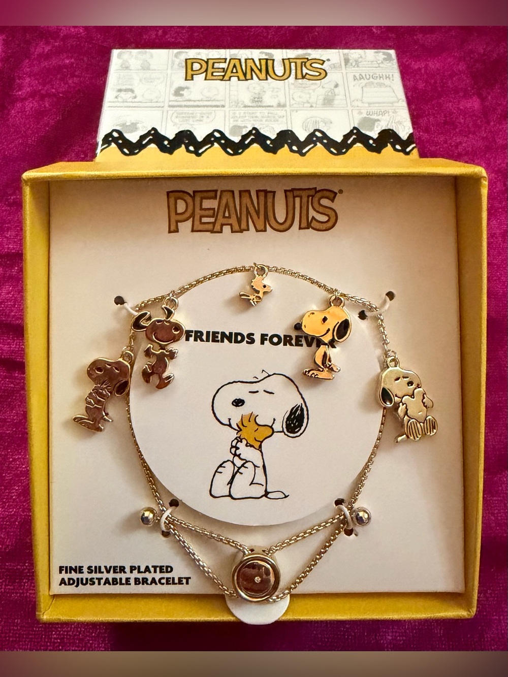 Peanuts Snoopy & Woodstock Silver Plated Charm Bracelet
